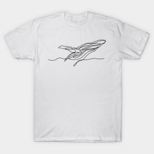 Amazing line art of a blue whale jumping out of the water T-Shirt